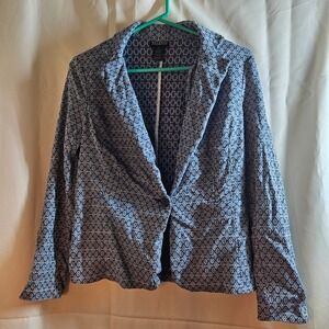Soho Apparel LTD Blazer Blue Diamond Print Career Jacket Button Front M‎